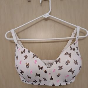 PINK Victoria's Secret White and Brown Butterfly Print Bra